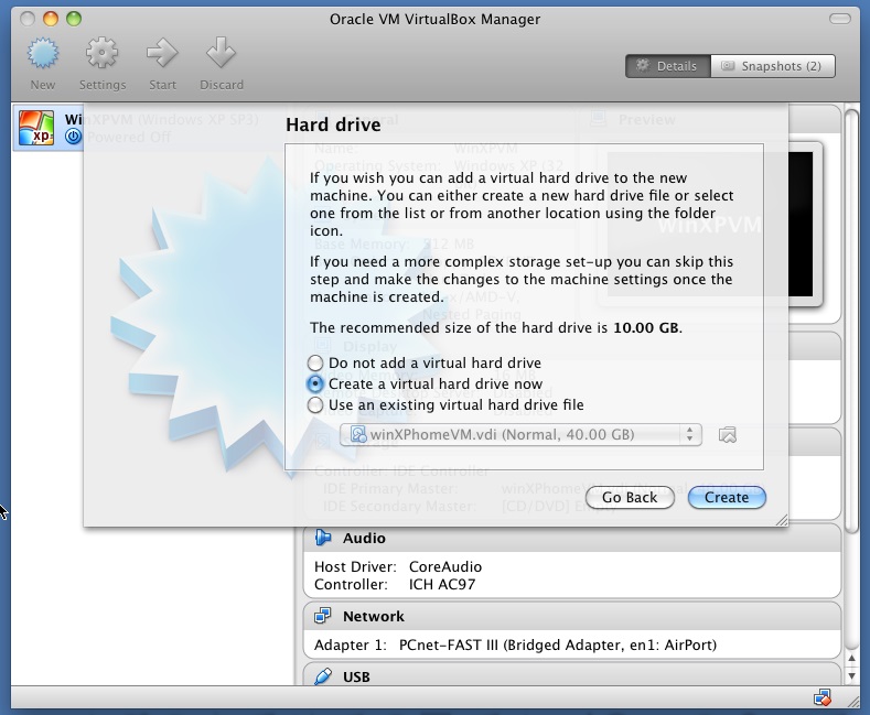 Create the Virtual Hard Drive